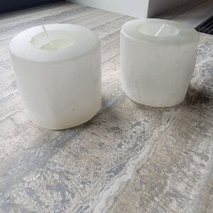 Selenite Votive Candle Holders Pair (Set of 2)